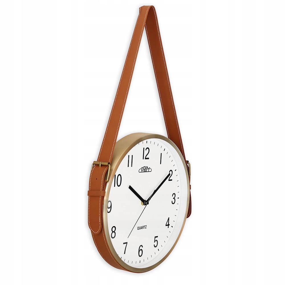 Čitelné Kulatý Nástěnné Hodiny Na Koženém Řemínku Prim E04P.4426.80 30 cm