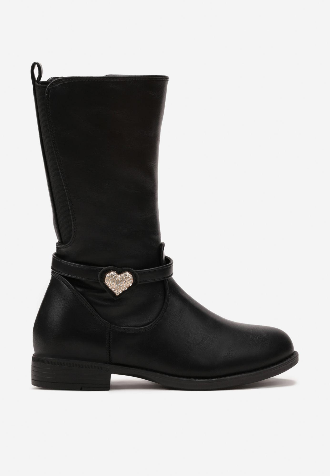 Born2Be Czarne Botki 33 Zima Ekoskóra Długość wkładki wew. 20.5 cm