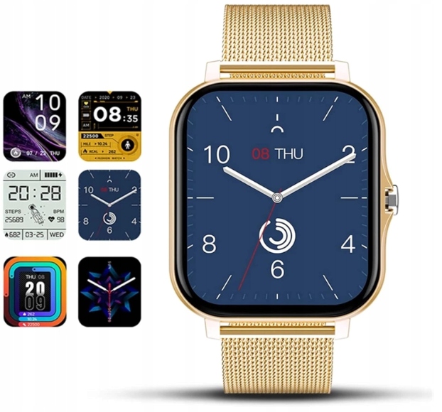 Zegarek Smart Watch Puls Rozmowy Powiadomienia Sms Gps Bransoleta Złoty