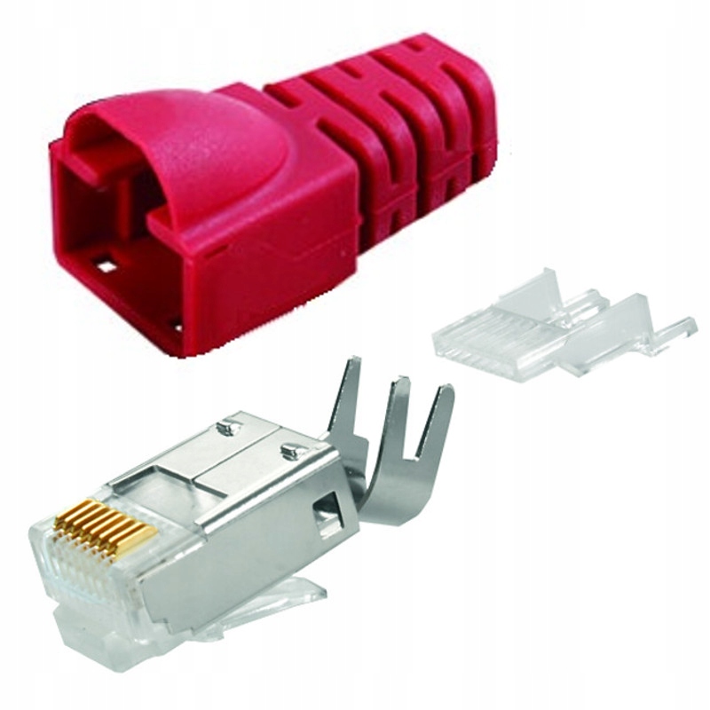 

Wtyk RJ45 6 6A Ftp z odgiętką czerwoną Telegartner
