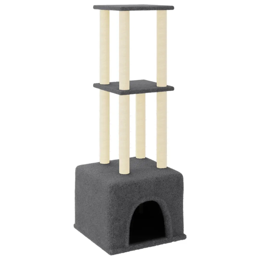 Levně vidaXL Škrabadlo pro kočky se sisalovými sloupky, tmavě šedé, 133,5 cm