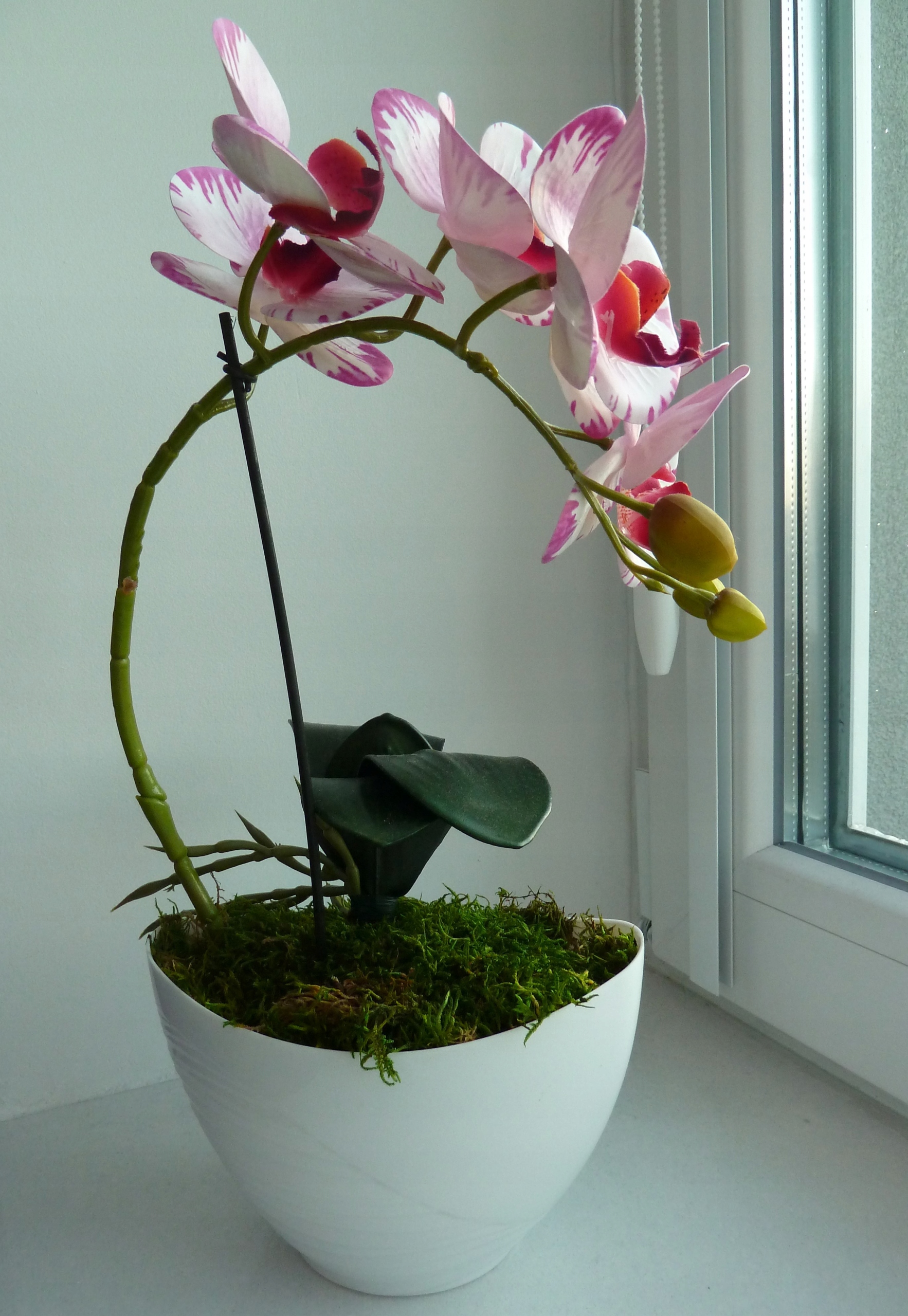 Osłonka doniczka Lena mała łódka storczyk biała