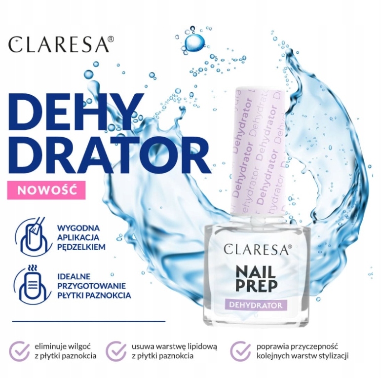 CLARESA NAIL PREP DEHYDRATOR BEZKWASOWY ODTŁUSZCZANIE PŁYTKI PAZNOKCIA Zakres pojemności 0-49 ml