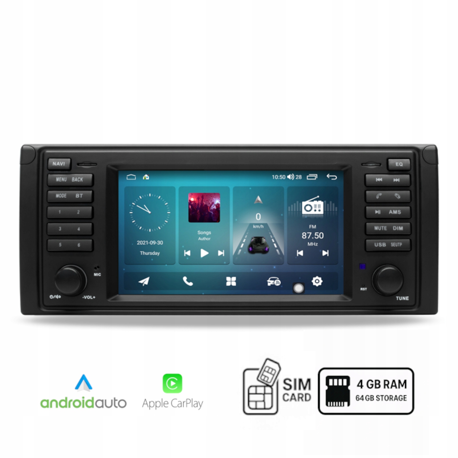 Radio Android BMW E39 / E38 / 4+64 GB Android Auto / Carplay / SIM / BT ...