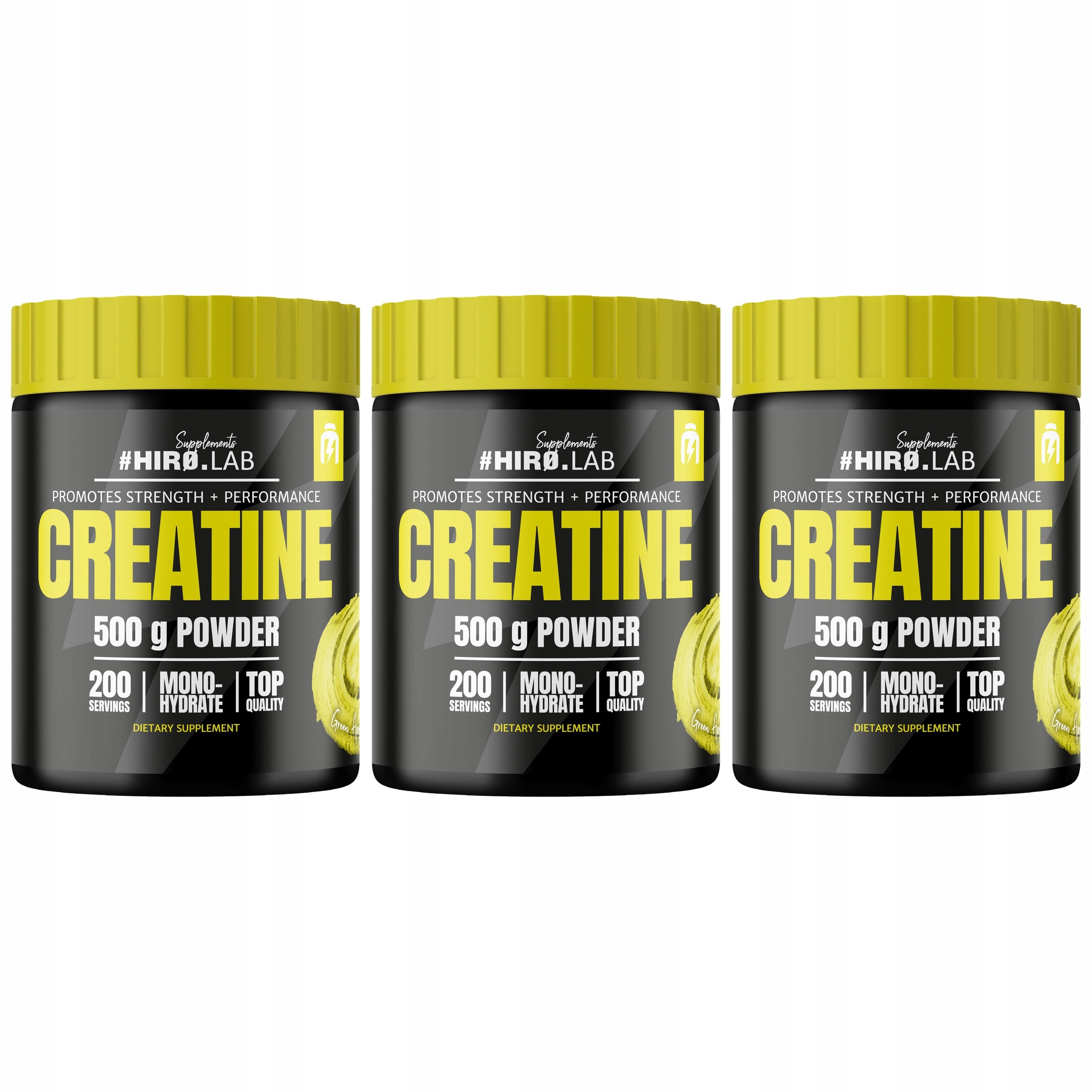 3x Kreatin Creatine Monohydrát 500g Prášek Kreatin Síla Jablko Hiro.lab