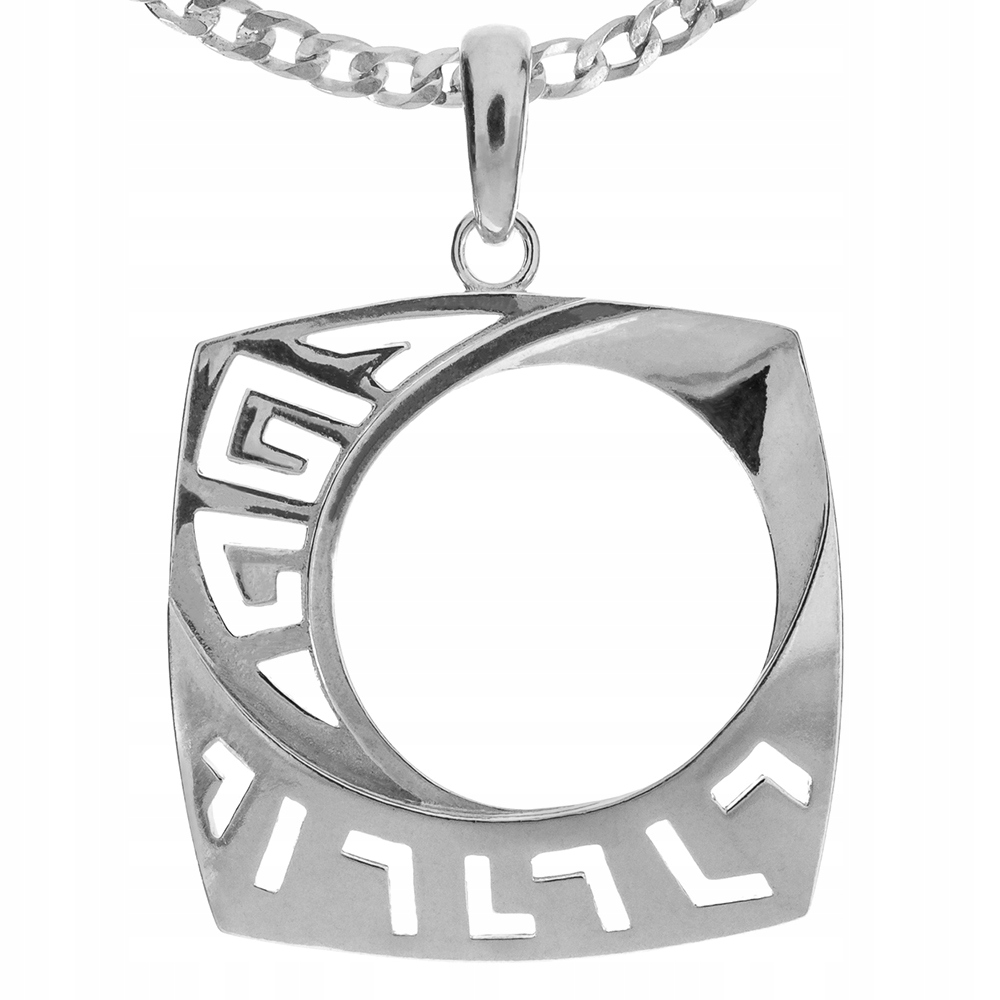 Stříbrný Přívěsek S Kolečkem Ve Čtverci 925 Řecký Vzor