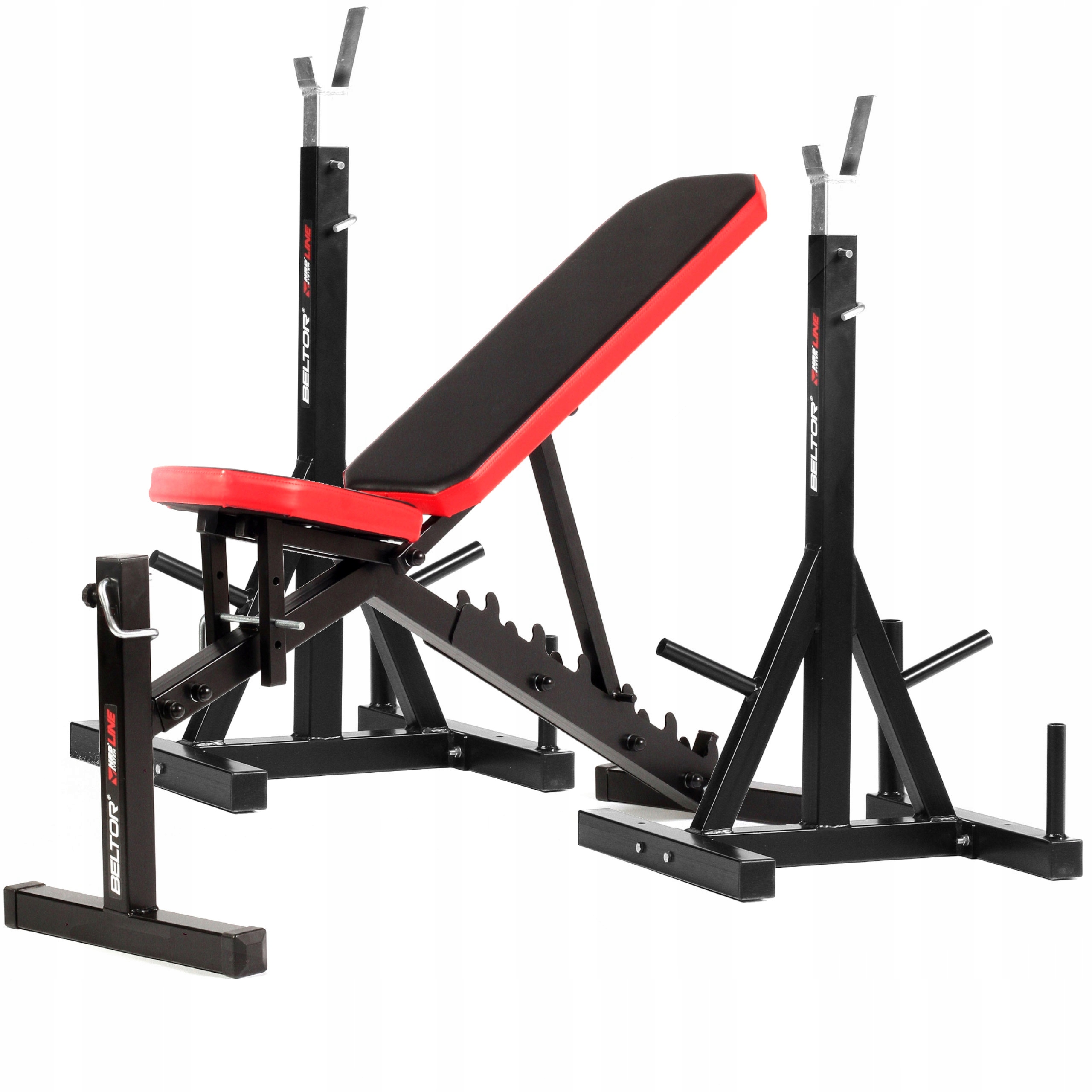BELTOR ZESTAW ŁAWKA REGULOWANA TRENINGOWA CZERWONA + STOJAKI REGULOWANE