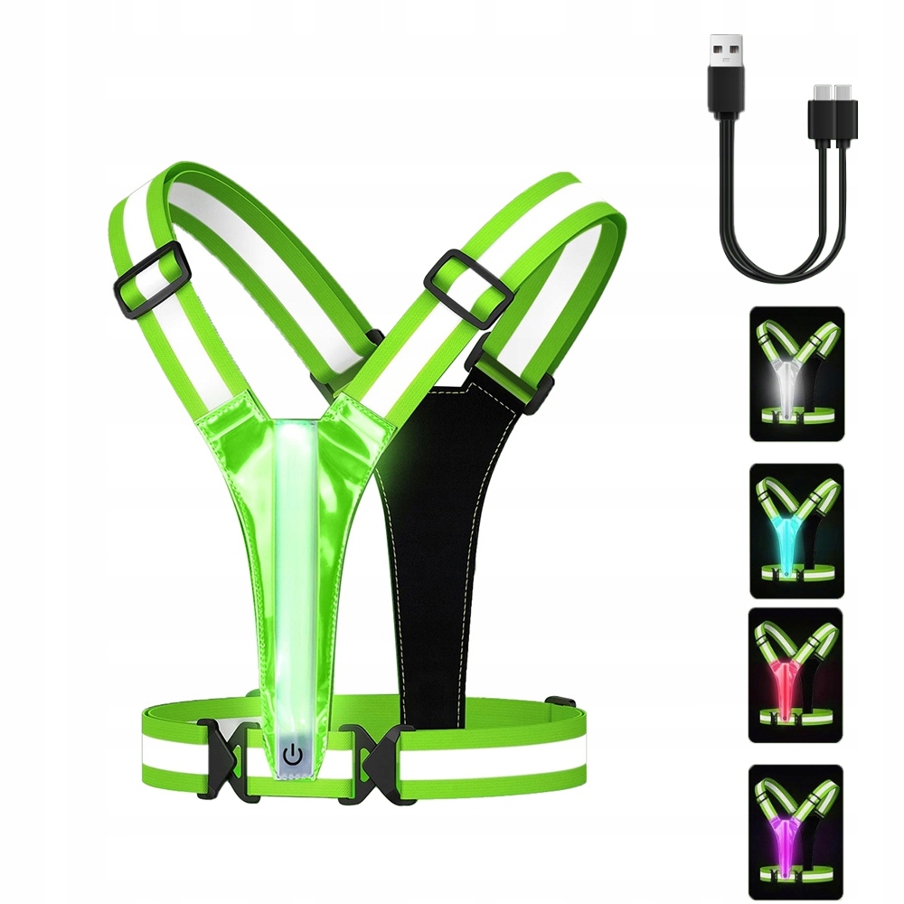 LED SZELKI ODBLASKOWE KAMIZELKA ODBLASKOWA DROGOWA NA ROWER DO BIEGANIA
