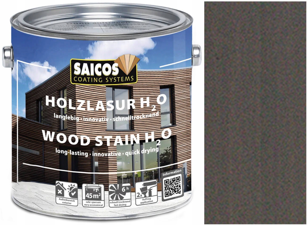 Saicos Vodní lazura na dřevo Antracit 0692 2,5L