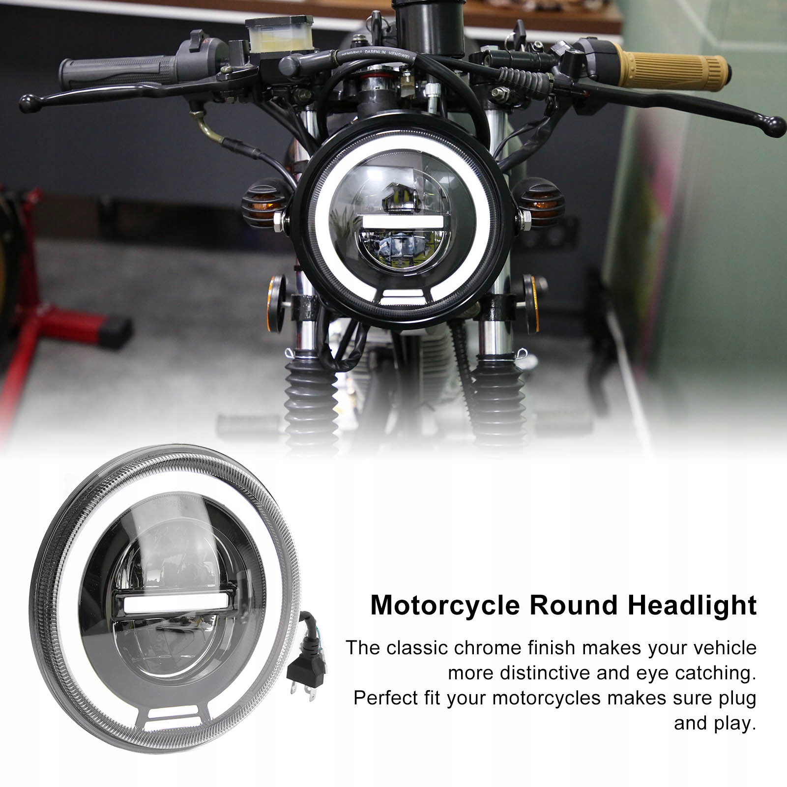 7-calowy motocyklowy reflektor LED Angel Eye Waga produktu z opakowaniem jednostkowym 0.13 kg