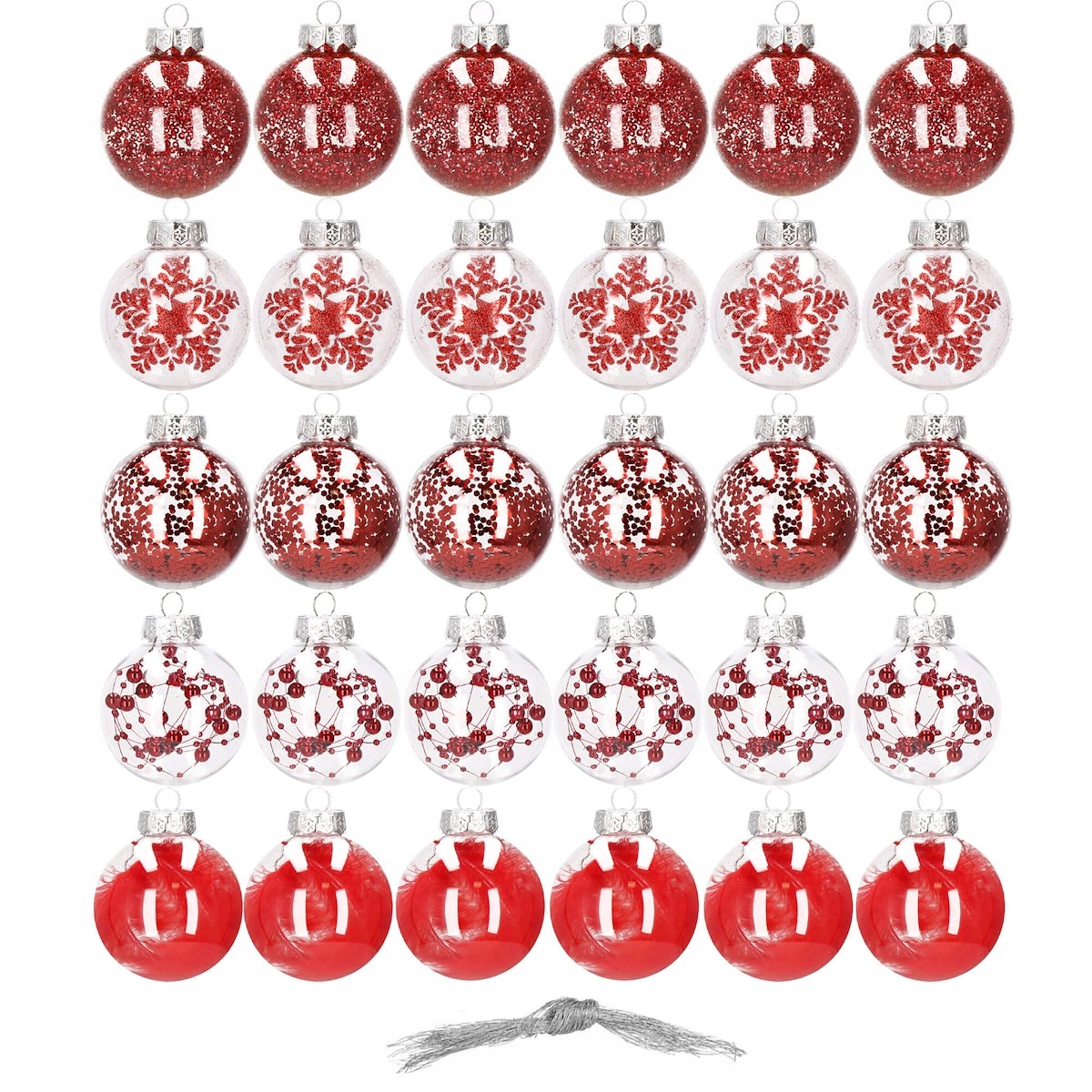 

Bombki Przeźroczyste Zdobione 7CM 30SZT. Choinka