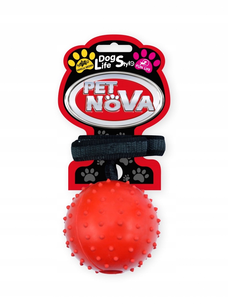 

Pet Nova piłka aport 7cm na pasku czerwona