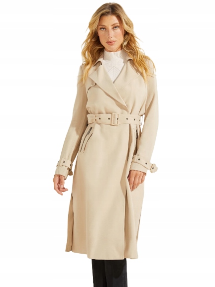 Guess dámský podzimní kabát Stefania Longline Trench mléčná Xs