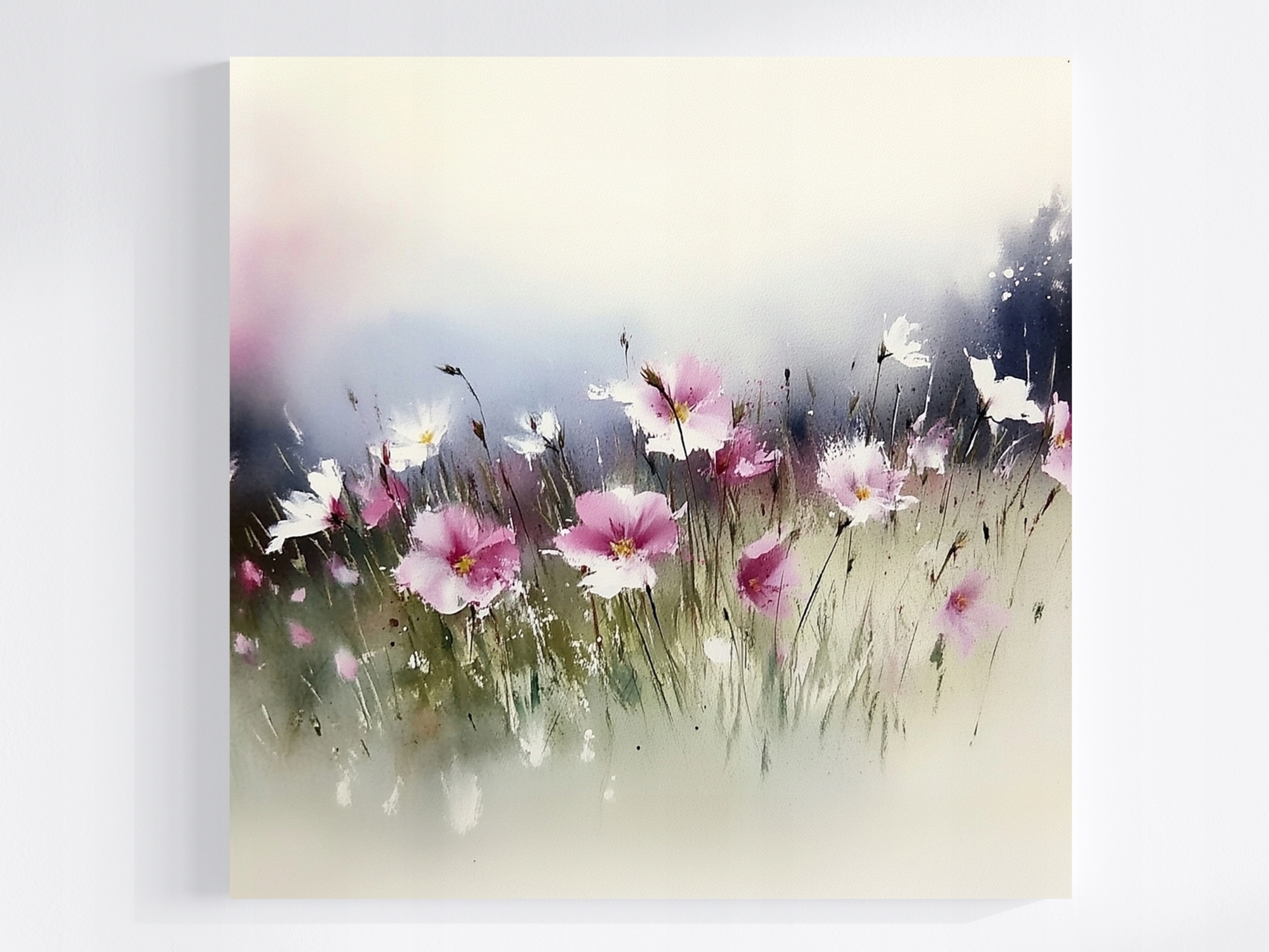 Obraz Na Plátně Canvas Akvarel Příroda Zahrada Klomb Růžové Květy 80x80