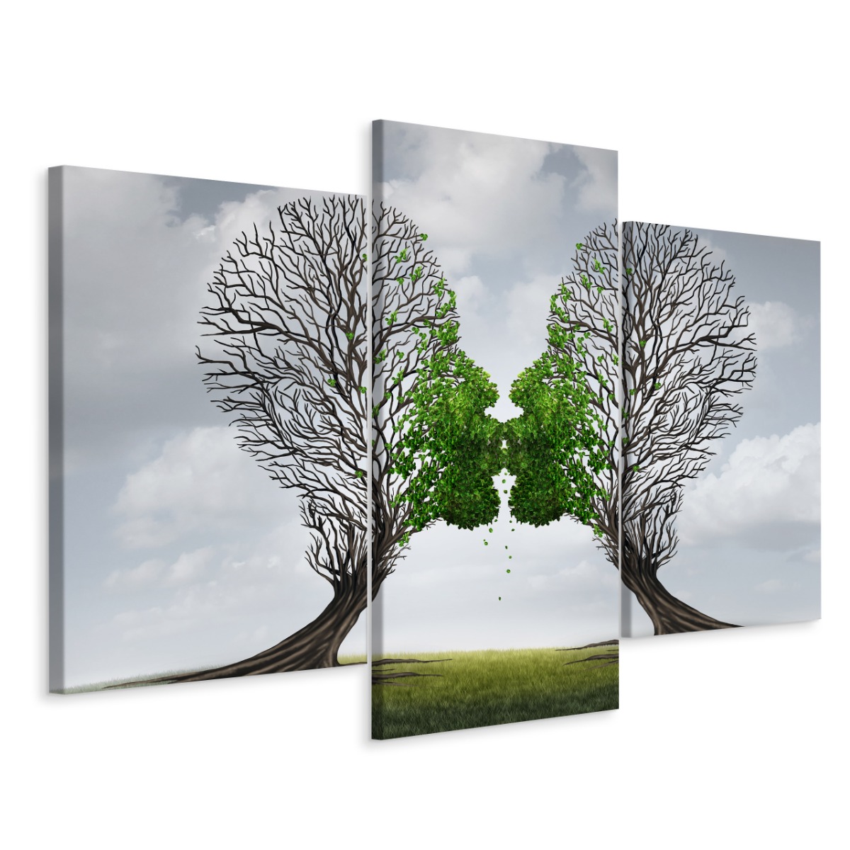 

Obraz 3-Częściowy Pocałunek Drzewa Twarze 120x80