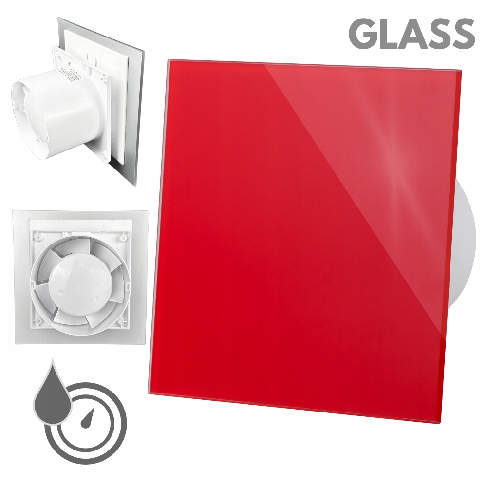 Koupelnový ventilátor Drim 100 (hs+ts) Sklo červený lesk