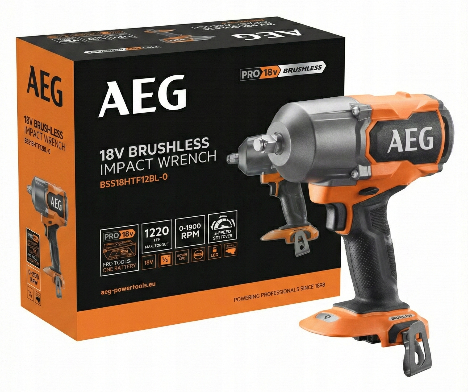 Bezkartáčový rázový uťahovák 1220 Nm 1/2 18V BSS18HTF12BL-0 Aeg