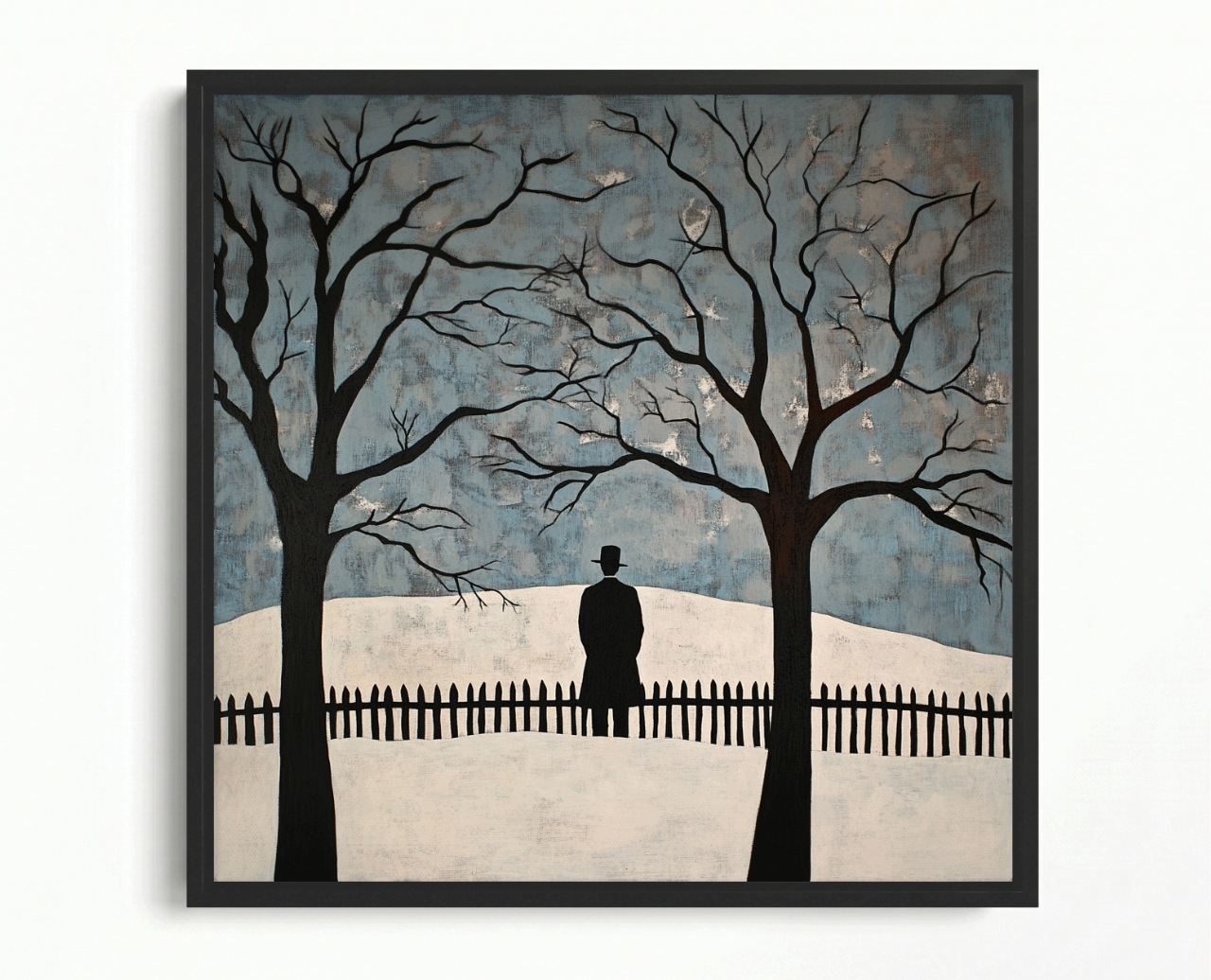 Obraz Rám American Box Zima Sneh Mráz Stromu Muž Melancholia 60x60