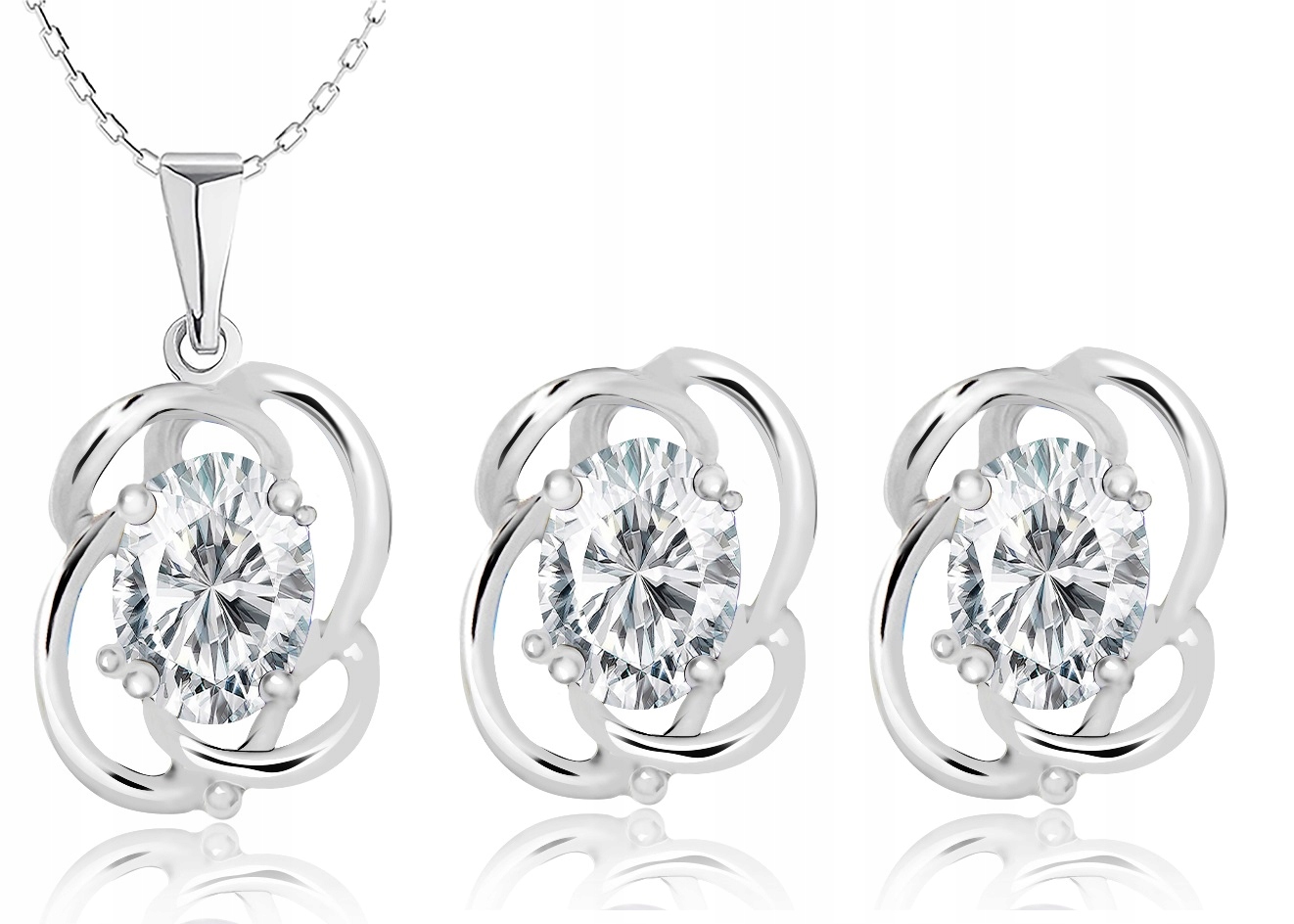 

Srebrny Komplet Biżuterii Z Cyrkoniami pr925