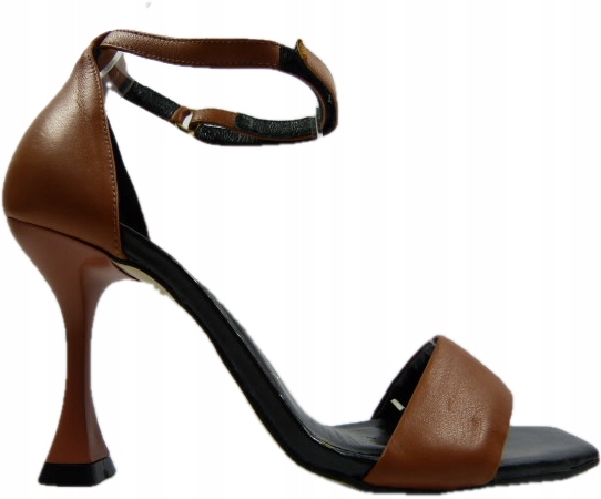 hnědé sandály na podpatku se zapínáním na suchý zip Karino 37