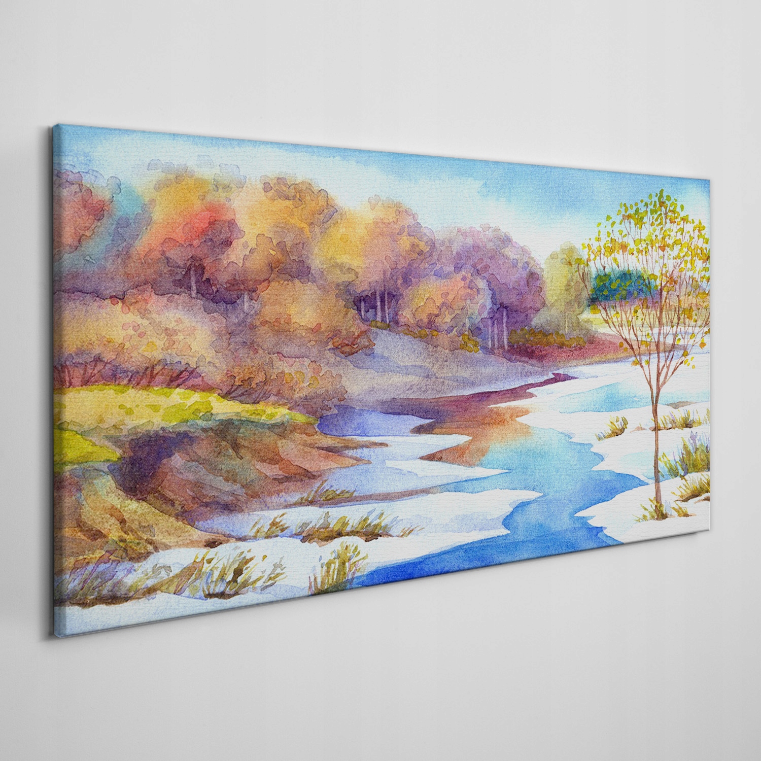 

Obraz na płótnie Akwarela drzewa rzeka 100x50 cm
