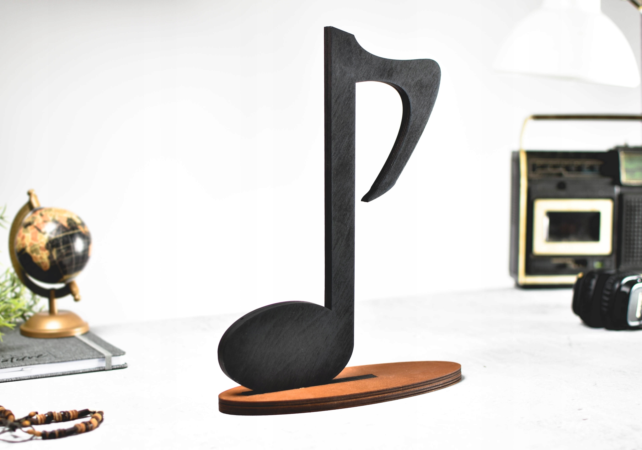 Stojak na słuchawki nauszne nuta solidny wieszak muzyka akcesoria drewniany