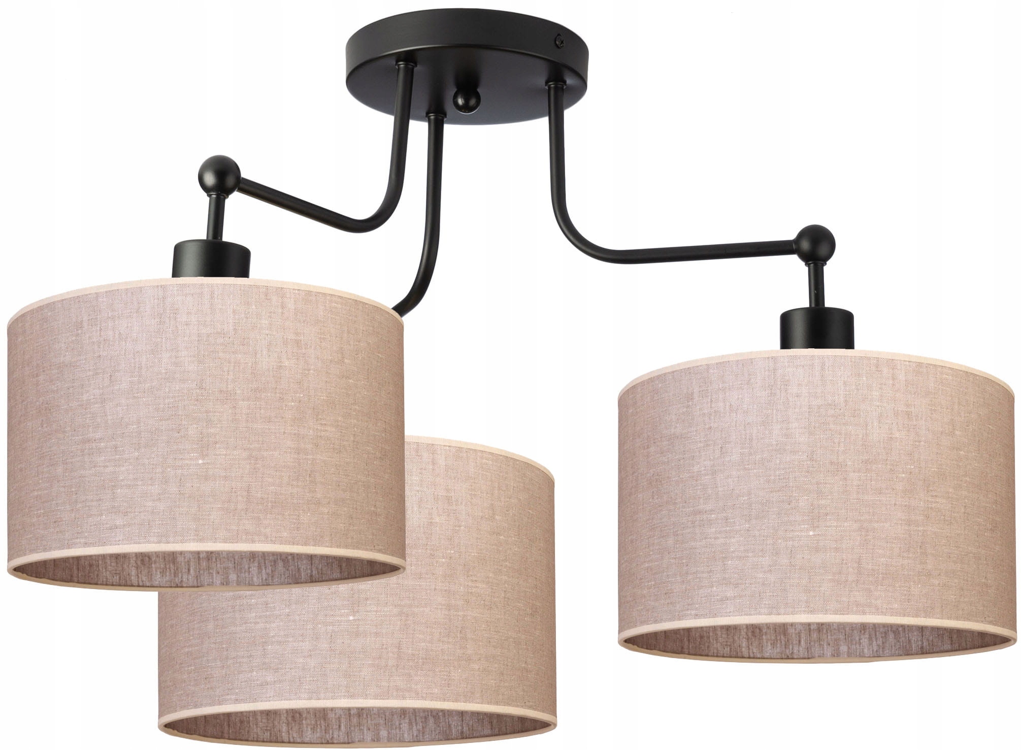

Lampa sufitowa żyrandol 3 abażury len natura