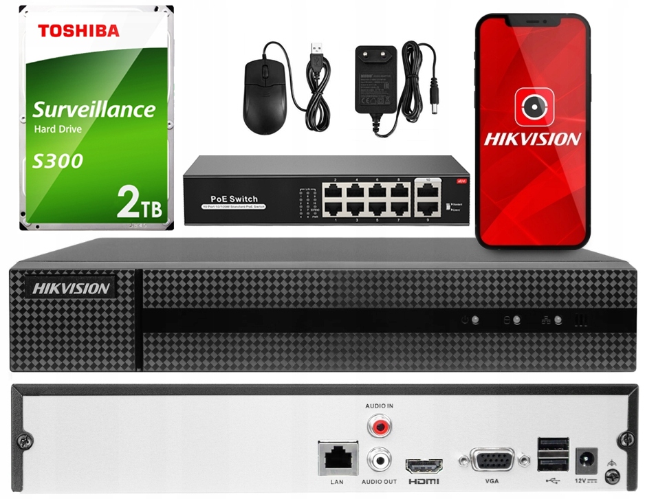 Ip rekordér Hikvision 8 kanálov až 8 MPx PoE prepínač 2 Tb disk