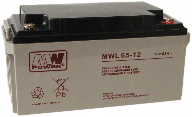 Akumulator Bateria Agm Vrla Mw Power Mwl 65Ah 12V MWL65 MWL65-12 Centrala