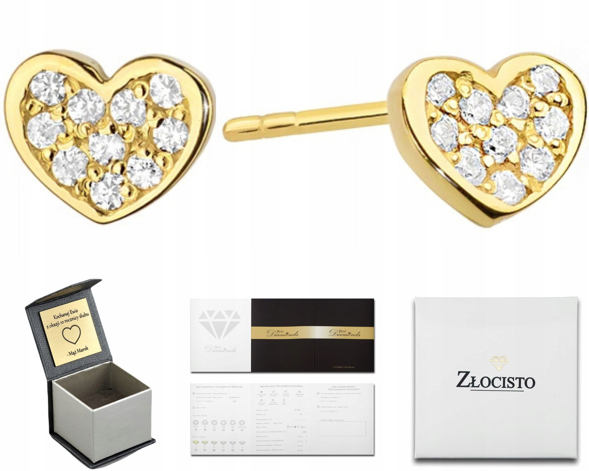 Zlaté Náušnice S Brilianty, Šrouby 585 Gravírování