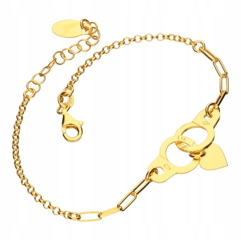 Náramek Stříbro Zlacené Pouta Srdce Láska