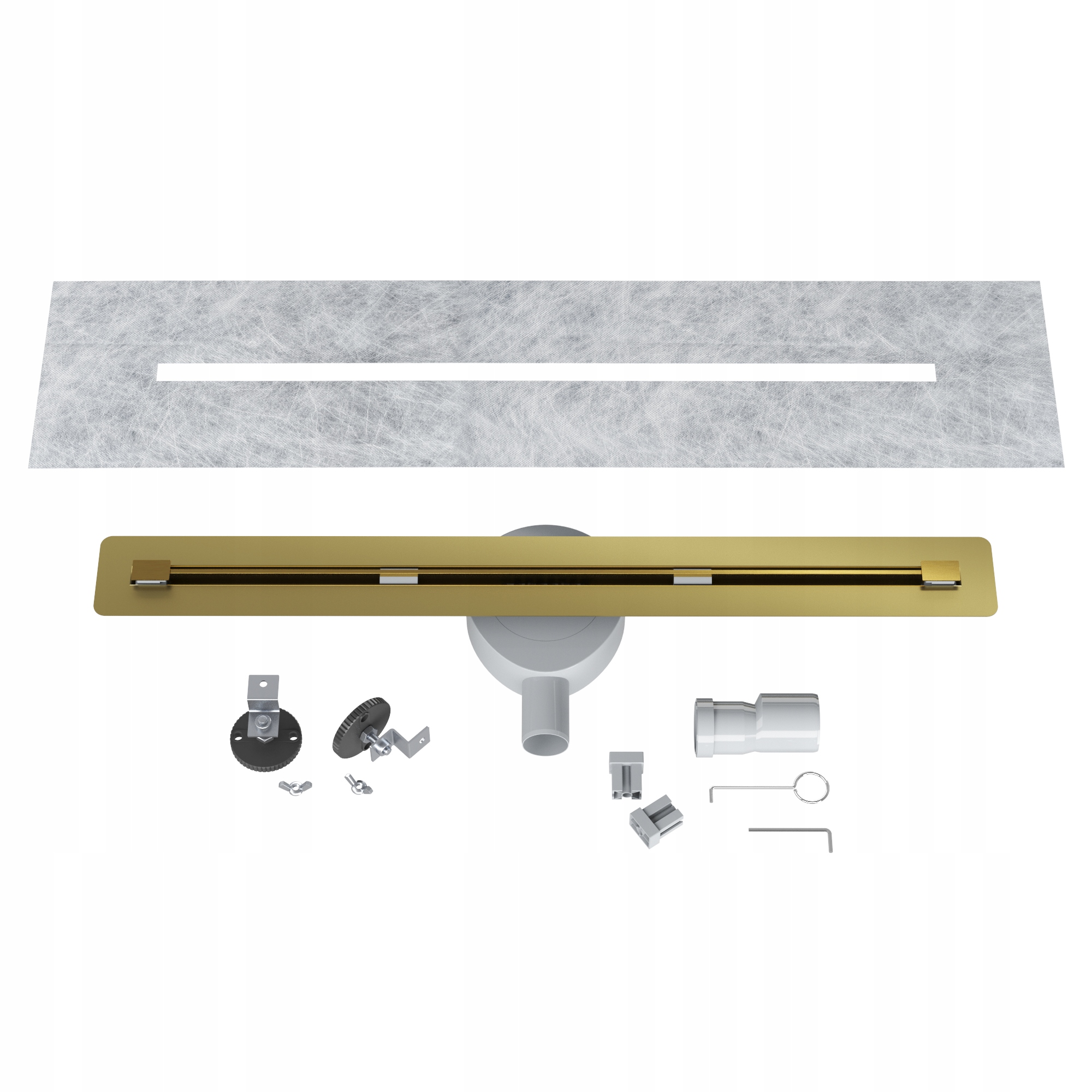 Lineárny Odtok Pod Dlažbu 70 cm Luno Oceľ Sifón Sprcha Sprchová Vanička Zlatá