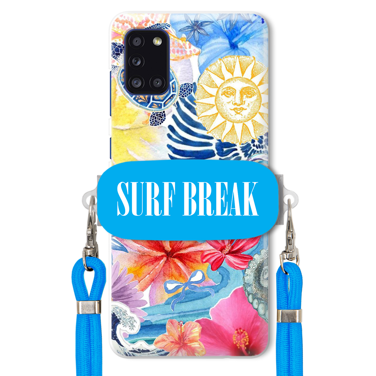 Puzdro pre Samsung A31 Modré Crossbody vodítko držiak Surf Break Lata