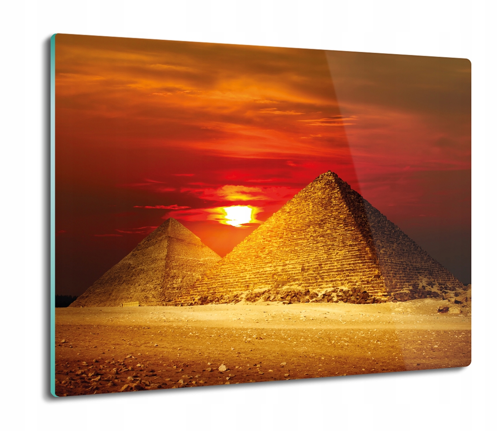 Kuchyňská skleněná deska na krájení Protiskluzová 60x52 Pyramidy slunce