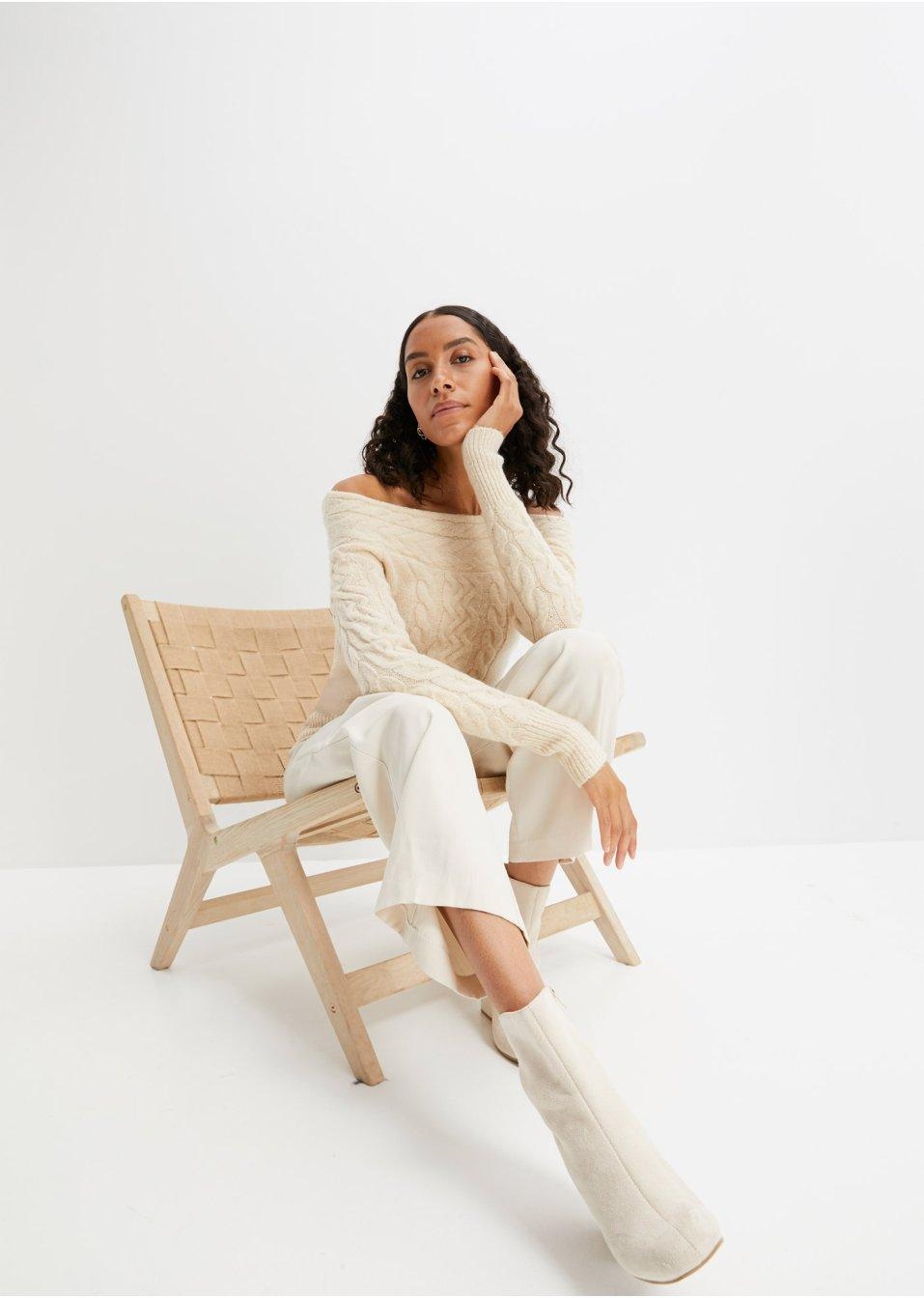 Bonprix SWETER CARMEN 48 Rękaw długi rękaw