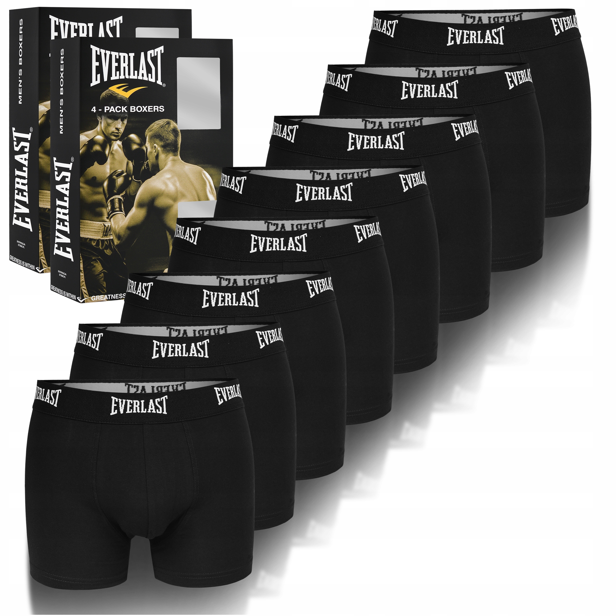 Everlast Bokserki Majtki Męskie BM400 Bawełniane Czarne 8 sztuk Rozmiar L
