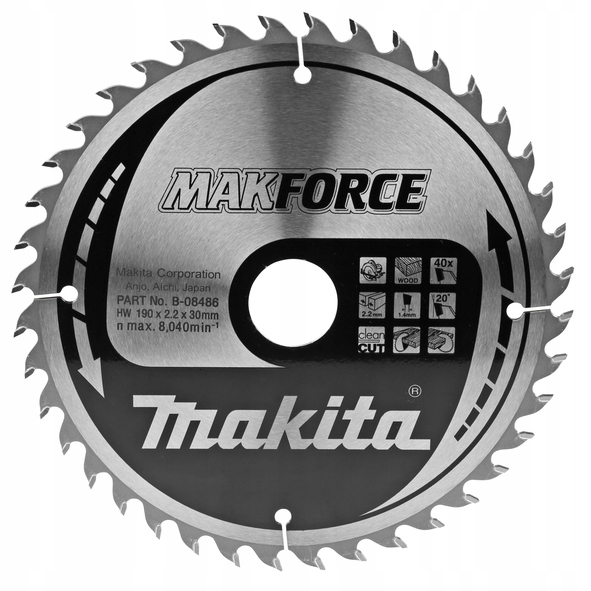 

Tarcza pila do drewana Makita 190x30mm 40z B-08486