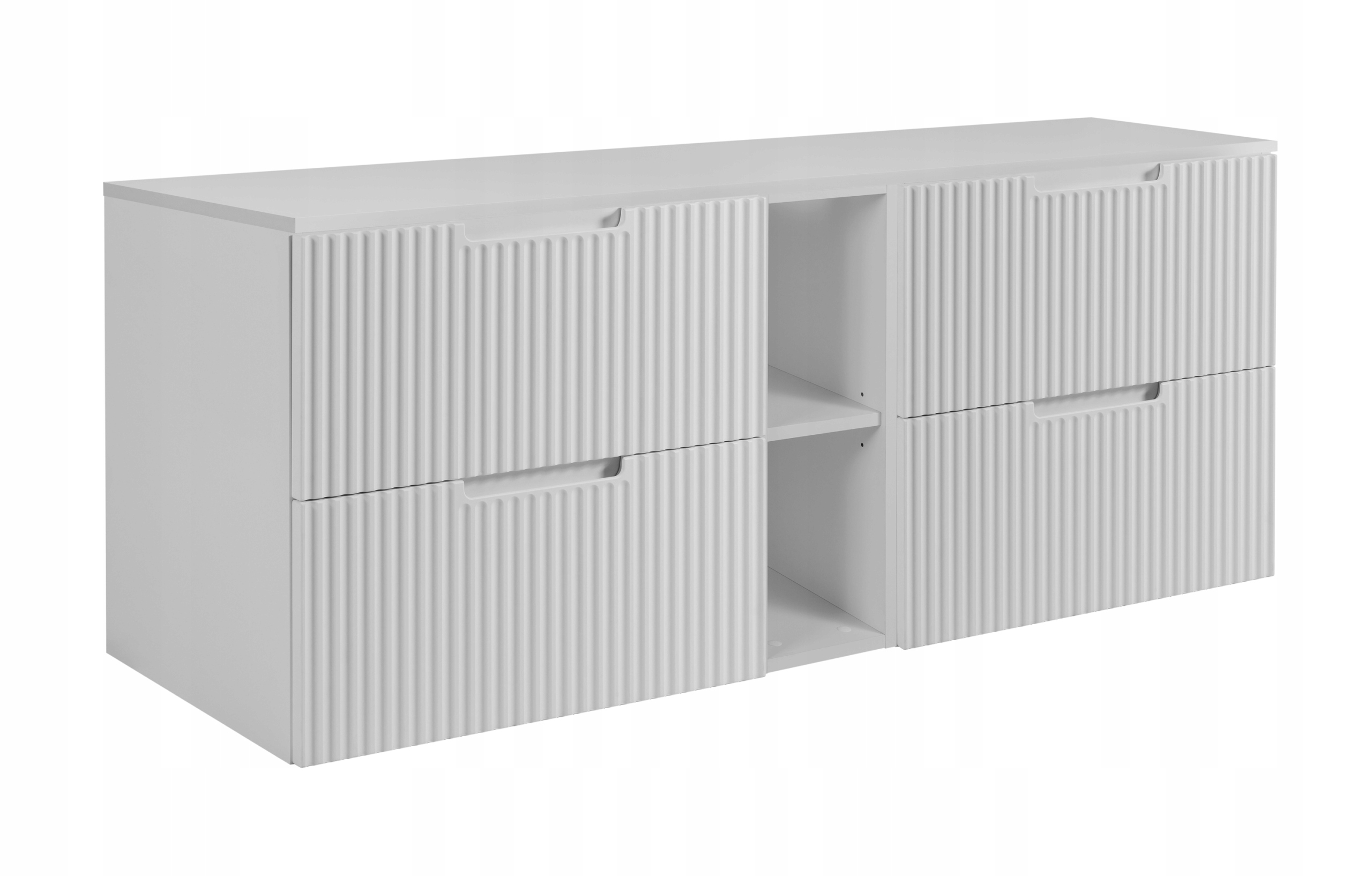 Koupelnová skříňka Pod Umyvadlo 140 bílá módní Rýhovaná Přední Část Mdf