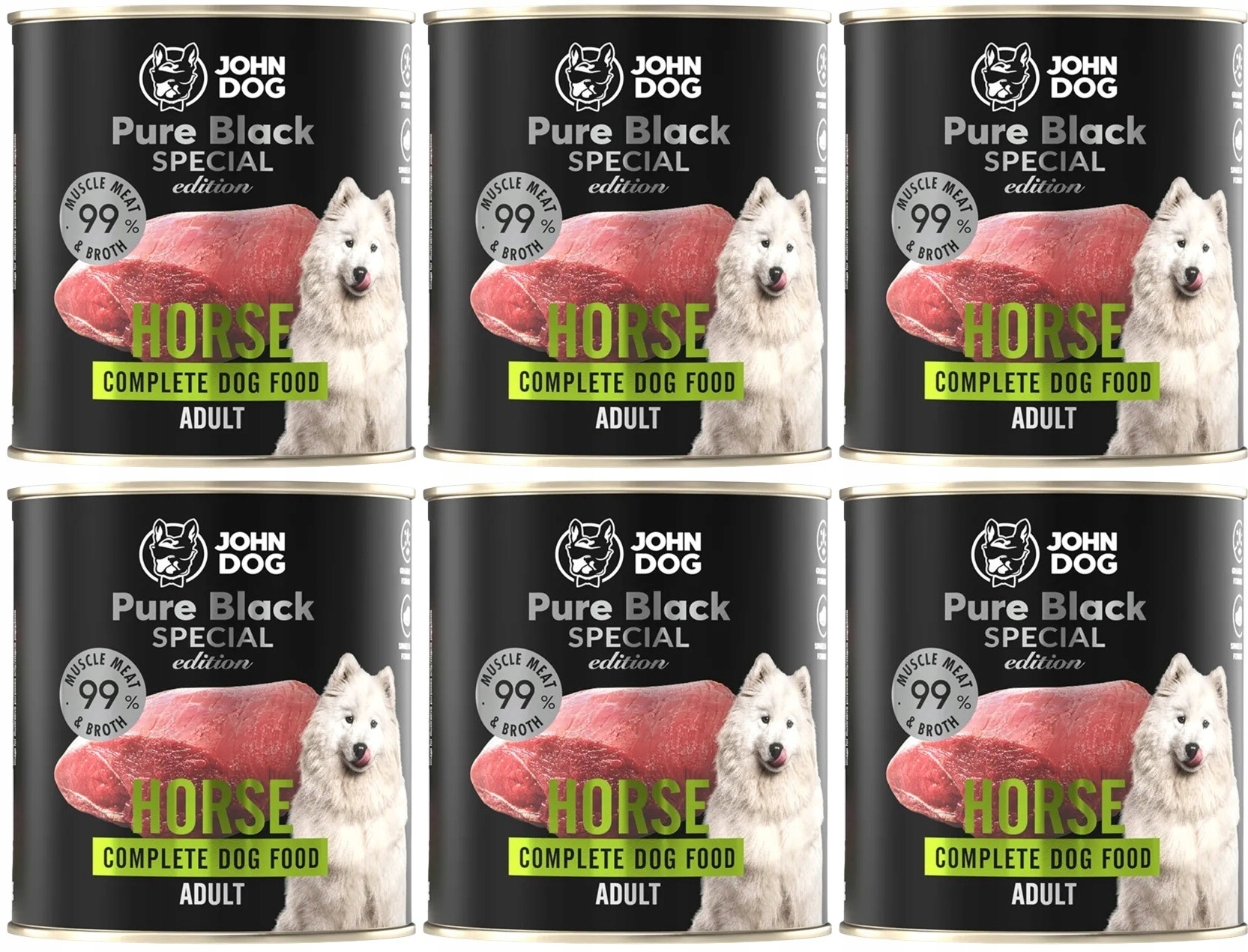 Levně John Dog Pure Black Special Edition Konina konzerva 6 x 800 g