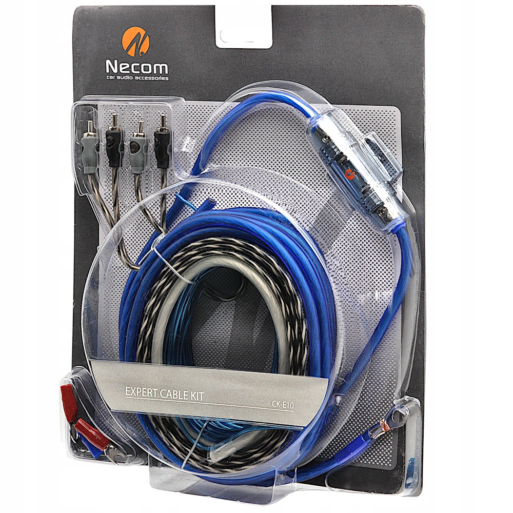NECOM ZESTAW KABLI PRZEWODÓW DO WZMACNIACZA TUBY SKRZYNI PRZEKRÓJ 10mm2 Stan opakowania oryginalne