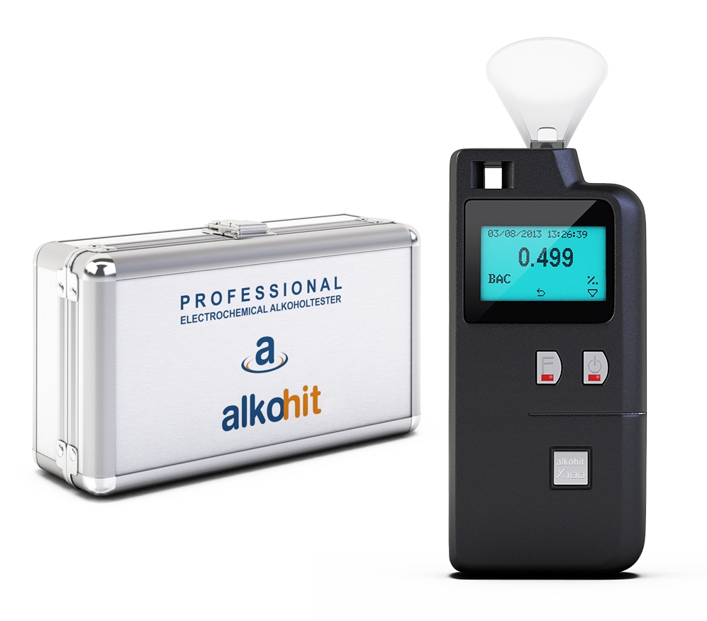 Alkohit X100 BEZUSTNIKOWY ATEST WALIZKA ALU ALARM