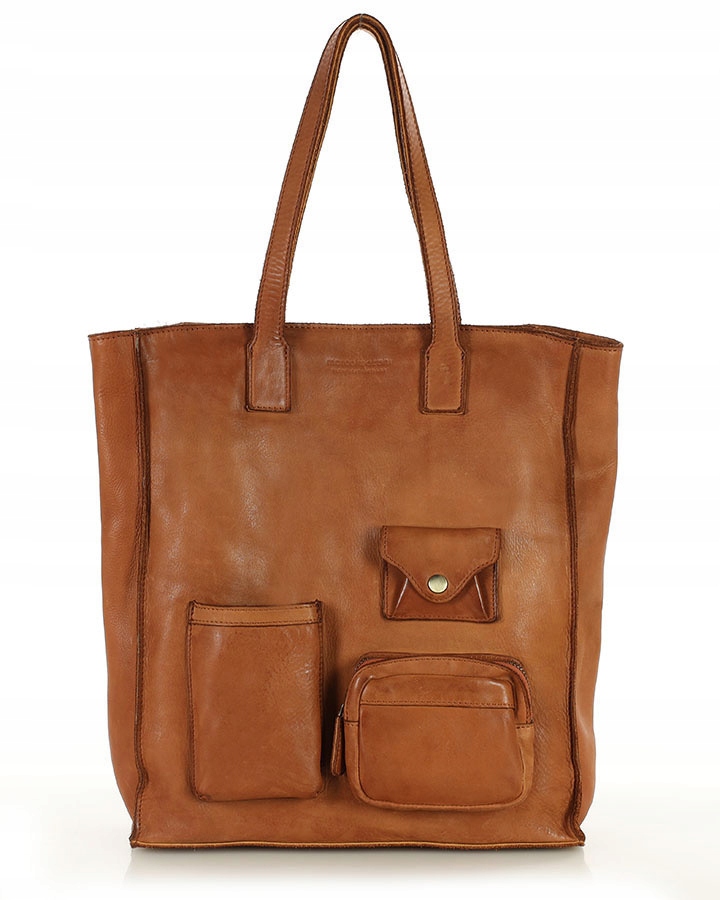 Dámská kožená kabelka A4 s městskými kapsami, hnědá Marco Mazzini