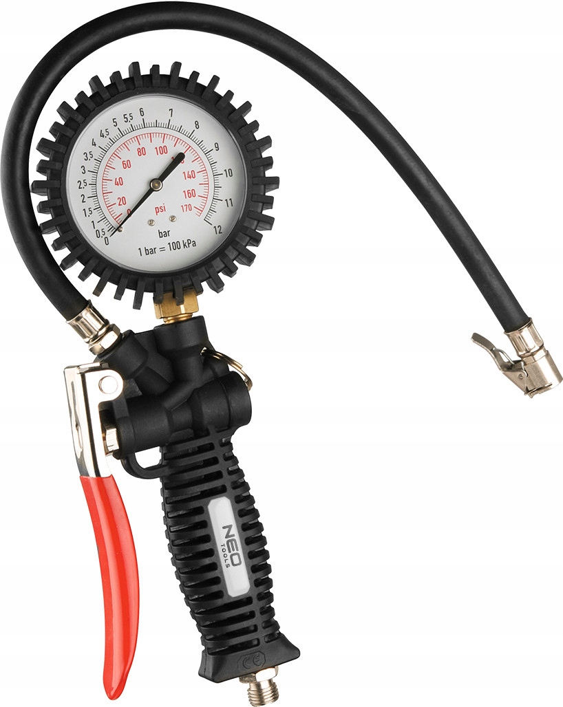 NEO PNEUMATYCZNY PISTOLET DO POMPOWANIA KÓŁ Z MANOMETREM ALUM . 14-718