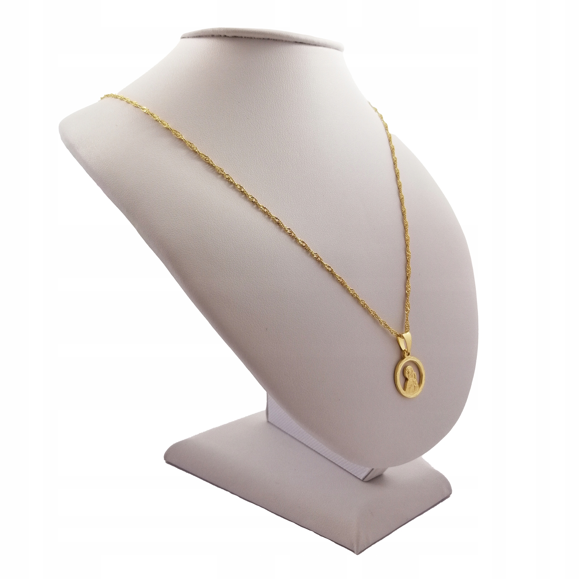 ZŁOTY ŁAŃCUSZEK MEDALIK MATKA BOSKA PR.925 GRAWER Długość całkowita 50 cm