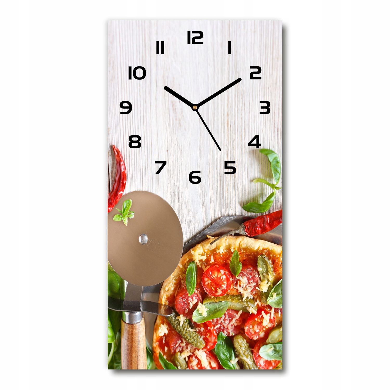 

Nowoczesny cichy zegar ścienny Pizza 30x60 pionowy