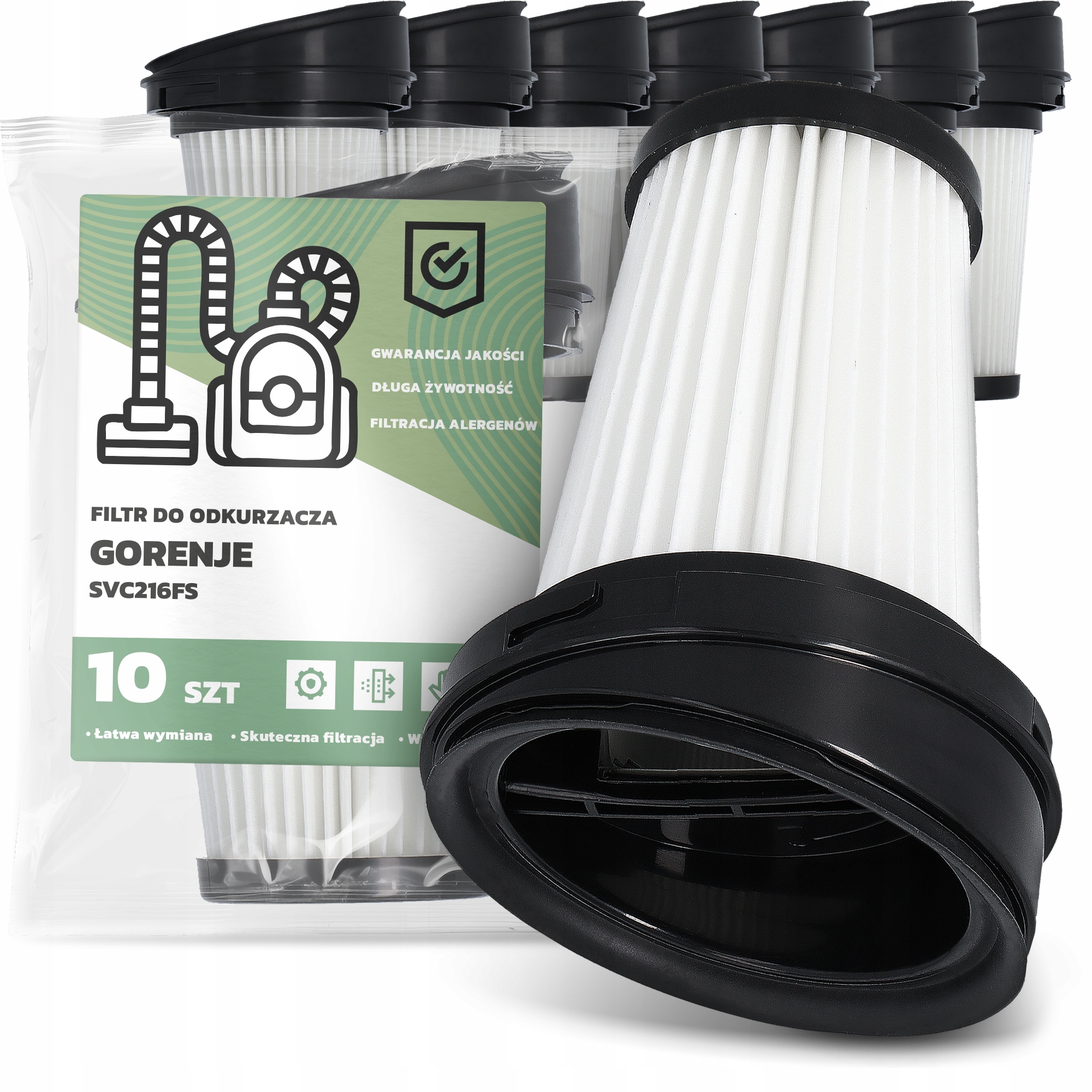 10 x Vzduchový Filtr pro vysavač Gorenje SVC216FS Hepa Účinný Em-w