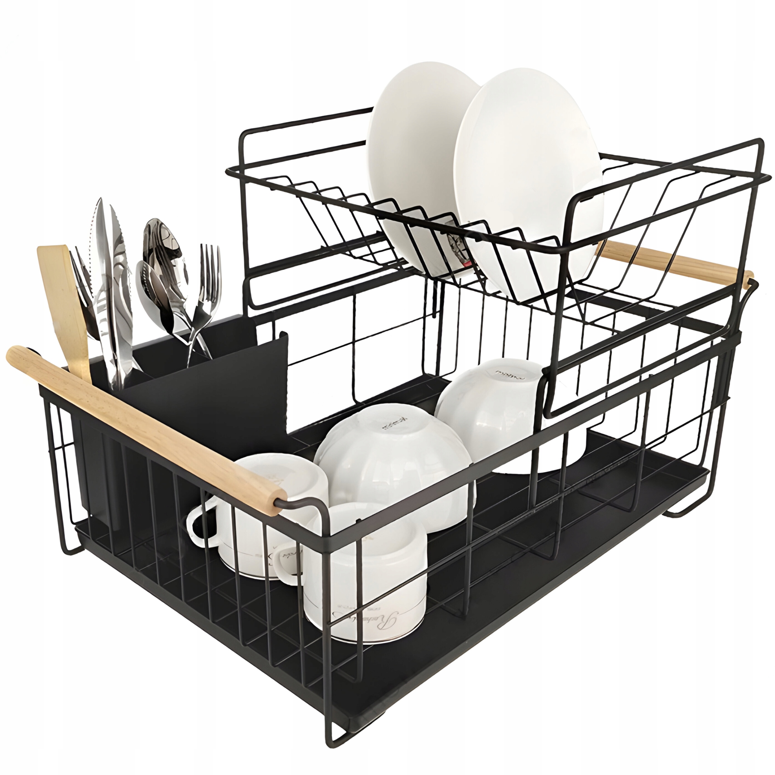 SUSZARKA DO NACZYŃ DWUPOZIOMOWA OCIEKACZ Z TACKĄ STOJĄCA DUŻA CZARNA Stan opakowania oryginalne