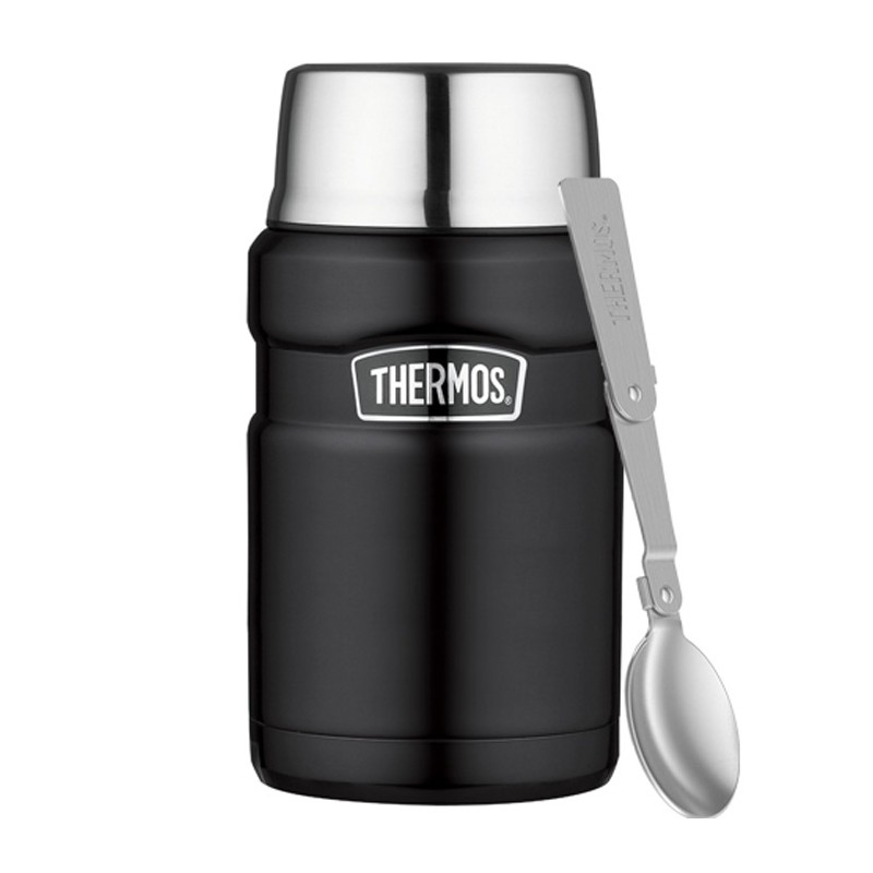 Thermos termos obiadowy ze składaną łyżką 710 ml czarny mat