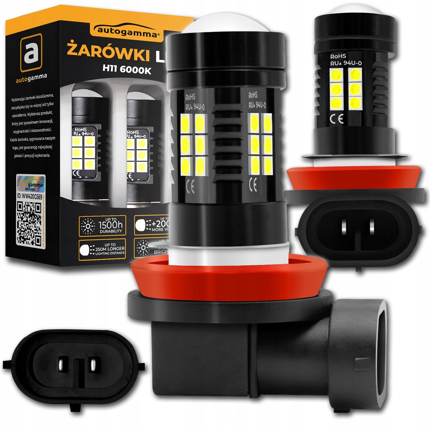 Żarówki samochodowe H11 Led 80W 360° 4000LM 6000K Canbus Komplet 2 sztuk