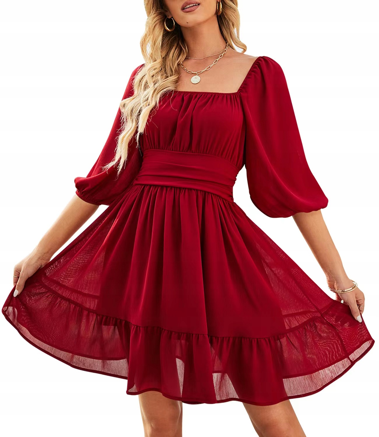 2023 NOWA BŁĘKITNA SUKIENKA MINI STYLOWA WESELE NIEBIESKI